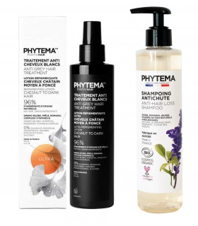 Set Tratament repigmentare par alb, grizonat, Ultra, Positiv'Hair si Sampon anti-cadere par Bio Antichute, Phytema 150ml + 250ml