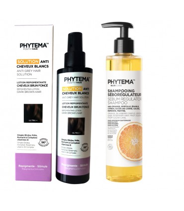 Ultra Plus Solutie repigmentare par grizonat, alb de la Phytema si sampon seboregulator par gras.