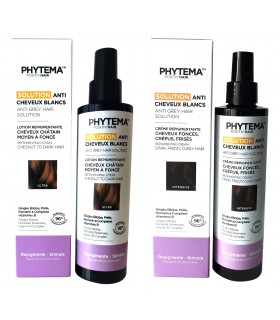 Set Solutie Ultra refacere culoare naturala a parului alb, grizonat. Pentru femei si barbati. Phytema.