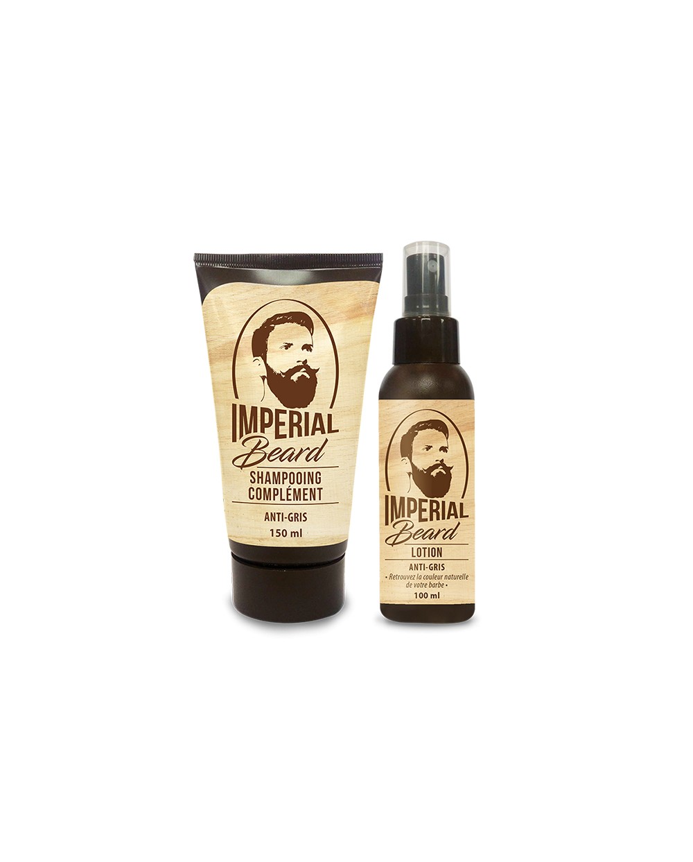 Set refacere culoare naturala a barbii grizonate Lotiune si Sampon Anti Gris Imperial Beard 100ml+150ml
