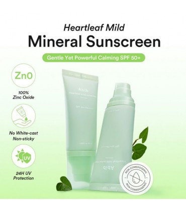 ABIB Heartleaf Mild Sunscreen Relief SPF50+ Crema protectie solara, reducerea rosetii 50ml