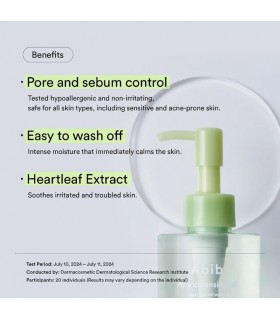 ABIB Pore Cleansing Oil Heartleaf Oil-Wash - Ulei de curatare a porilor cu Gluconolactona, Houttuynia cordata 200 ml